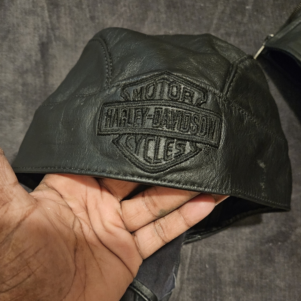 Authentic Harley-Davidson leather motorcycle skull cap